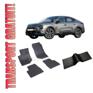 Set 5 covorase CITROEN C4 X din 10.2022-PREZENT, cu covoras tunel median, CAROSERIE SUV, Presuri cauciuc 100%, compatibil cu autoturismul CITROEN C4 X, Rigum