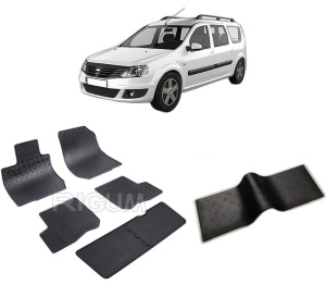 Set 5 covorase DACIA LOGAN MCV LOGAN I MCV din 01.2007-08.2013, cu covoras tunel median, CAROSERIE COMBI 7 LOCURI, Presuri cauciuc 100%, compatibil cu autoturismul DACIA LOGAN MCV LOGAN I MCV, Rigum - Img 2