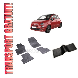 Set 5 covorase FIAT 500 X din 01.2015-PREZENT, cu covoras tunel median, CAROSERIE SUV, Presuri cauciuc 100%, compatibil cu autoturismul FIAT 500 X, Rigum