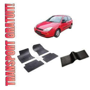 Set 5 covorase FORD FOCUS I din 1998-2004, cu covoras tunel median, CAROSERIE HATCHBACK, Presuri cauciuc 100%, compatibil cu autoturismul FORD FOCUS I, Rigum