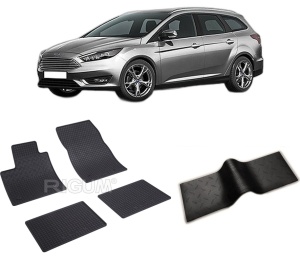 Set 5 covorase FORD FOCUS IV din 09.2018-PREZENT, cu covoras tunel median, CAROSERIE COMBI, Presuri cauciuc 100%, compatibil cu autoturismul FORD FOCUS IV, Rigum - Img 2