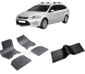 Set 5 covorase FORD MONDEO III din 2001-08.2007, cu covoras tunel median, CAROSERIE COMBI, Presuri cauciuc 100%, compatibil cu autoturismul FORD MONDEO III, Rigum - Img 2