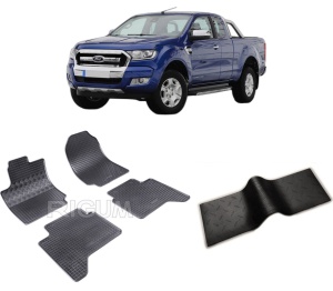 Set 5 covorase FORD RANGER din 12.2015-10.2022, cu covoras tunel median, CAROSERIE PICK-UP, Presuri cauciuc 100%, compatibil cu autoturismul FORD RANGER, Rigum - Img 2