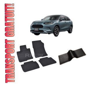Set 5 covorase HONDA ZR-V HYBRID din 10.2023-PREZENT, cu covoras tunel median, CAROSERIE SUV, Presuri cauciuc 100%, compatibil cu autoturismul HONDA ZR-V HYBRID, Rigum