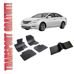 Set 5 covorase HYUNDAI SONATA din 2011-2014, cu covoras tunel median, CAROSERIE SEDAN, Presuri cauciuc 100%, compatibil cu autoturismul HYUNDAI SONATA, Rigum