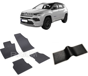 Set 5 covorase JEEP COMPASS II (MP) 4XE din 07.2020-PREZENT, cu covoras tunel median, CAROSERIE SUV, Presuri cauciuc 100%, compatibil cu autoturismul JEEP COMPASS II (MP) 4XE, Rigum - Img 2