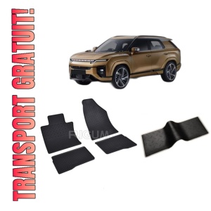 Set 5 covorase KGM Actyon din 2025-PREZENT, cu covoras tunel median, CAROSERIE SUV, Presuri cauciuc 100%, compatibil cu autoturismul KGM Actyon, Rigum