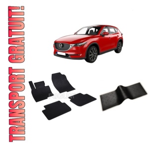 Set 5 covorase MAZDA CX -5 II din 07.2017-PREZENT, cu covoras tunel median, CAROSERIE SUV, Presuri cauciuc 100%, compatibil cu autoturismul MAZDA CX -5 II, Rigum