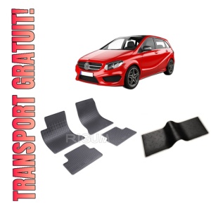 Set 5 covorase MERCEDES B-CLASS W246 din 10.2011-12.2018, cu covoras tunel median, CAROSERIE VAN, Presuri cauciuc 100%, compatibil cu autoturismul MERCEDES B-CLASS W246, Rigum