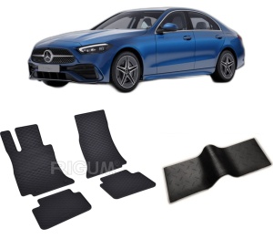 Set 5 covorase MERCEDES C-CLASS W206 din 06.2021-PREZENT, cu covoras tunel median, CAROSERIE SEDAN, Presuri cauciuc 100%, compatibil cu autoturismul MERCEDES C-CLASS W206, Rigum - Img 2