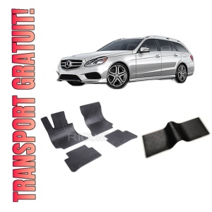 Set 5 covorase MERCEDES E-CLASS W212 din 2009-10.2016, cu covoras tunel median, CAROSERIE COMBI, Presuri cauciuc 100%, compatibil cu autoturismul MERCEDES E-CLASS W212, Rigum