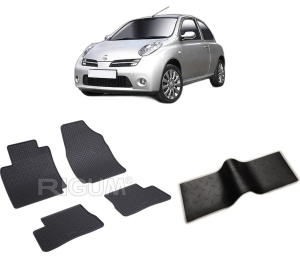 Set 5 covorase NISSAN MICRA K12 din 2002-2010, cu covoras tunel median, CAROSERIE HATCHBACK, Presuri cauciuc 100%, compatibil cu autoturismul NISSAN MICRA K12, Rigum - Img 2