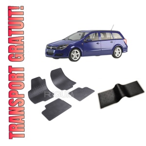 Set 5 covorase OPEL ASTRA H din 2004-12.2014, cu covoras tunel median, CAROSERIE COMBI, Presuri cauciuc 100%, compatibil cu autoturismul OPEL ASTRA H, Rigum