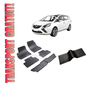 Set 5 covorase OPEL ZAFIRA C din 01.2012-07.2019, cu covoras tunel median, CAROSERIE VAN 7 LOCURI, Presuri cauciuc 100%, compatibil cu autoturismul OPEL ZAFIRA C, Rigum