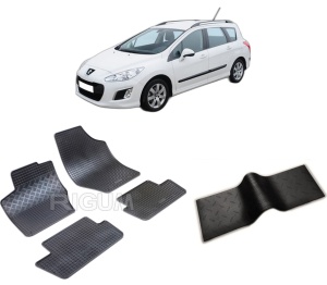 Set 5 covorase PEUGEOT 308 I din 10.2007-05.2014, cu covoras tunel median, CAROSERIE COMBI, Presuri cauciuc 100%, compatibil cu autoturismul PEUGEOT 308 I, Rigum - Img 2