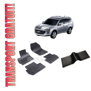 Set 5 covorase PEUGEOT 4007 din 03.2007-08.2012, cu covoras tunel median, CAROSERIE SUV, Presuri cauciuc 100%, compatibil cu autoturismul PEUGEOT 4007, Rigum