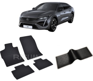 Set 5 covorase PEUGEOT 408 PHEV din 2023-PREZENT, cu covoras tunel median, CAROSERIE SUV, Presuri cauciuc 100%, compatibil cu autoturismul PEUGEOT 408 PHEV, Rigum - Img 2