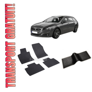Set 5 covorase PEUGEOT 508 II din 11.2018-PREZENT, cu covoras tunel median, CAROSERIE SEDAN, Presuri cauciuc 100%, compatibil cu autoturismul PEUGEOT 508 II, Rigum