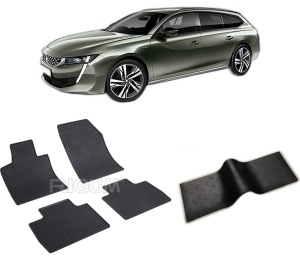 Set 5 covorase PEUGEOT 508 II PHEV din 11.2018-PREZENT, cu covoras tunel median, CAROSERIE COMBI, Presuri cauciuc 100%, compatibil cu autoturismul PEUGEOT 508 II PHEV, Rigum - Img 2