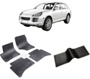 Set 5 covorase PORSCHE CAYENNE I din 11.2002-2010, cu covoras tunel median, CAROSERIE SUV, Presuri cauciuc 100%, compatibil cu autoturismul PORSCHE CAYENNE I, Rigum - Img 2