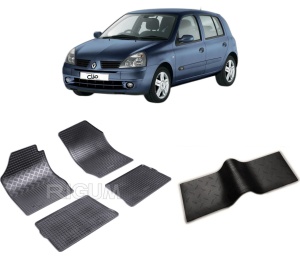 Set 5 covorase RENAULT CLIO II din 1998-08.2005, cu covoras tunel median, CAROSERIE HATCHBACK, Presuri cauciuc 100%, compatibil cu autoturismul RENAULT CLIO II, Rigum - Img 2