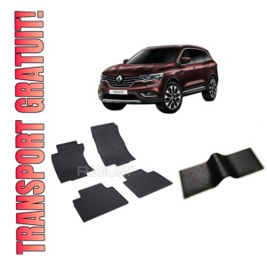 Set 5 covorase RENAULT KOLEOS II din 07.2017-PREZENT, cu covoras tunel median, CAROSERIE SUV, Presuri cauciuc 100%, compatibil cu autoturismul RENAULT KOLEOS II, Rigum