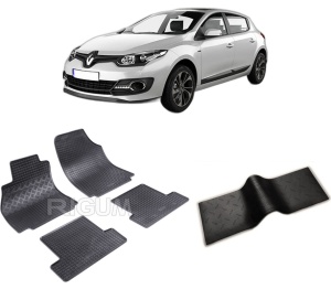 Set 5 covorase RENAULT MEGANE III din 11.2008-12.2015, cu covoras tunel median, CAROSERIE HATCHBACK, Presuri cauciuc 100%, compatibil cu autoturismul RENAULT MEGANE III, Rigum - Img 2