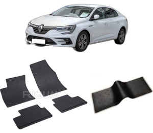 Set 5 covorase RENAULT MEGANE IV din 01.2017-PREZENT, cu covoras tunel median, CAROSERIE SEDAN, Presuri cauciuc 100%, compatibil cu autoturismul RENAULT MEGANE IV, Rigum - Img 2
