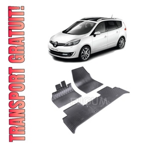 Set 5 covorase Renault Scenic 2009- 2016, din cauciuc 100%, compatibile cu autoturismul RENAULT Scenic