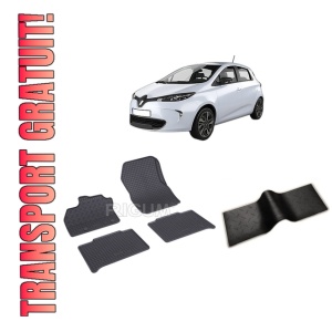 Set 5 covorase RENAULT ZOE din 12.2012-05.2019, cu covoras tunel median, CAROSERIE HATCHBACK, Presuri cauciuc 100%, compatibil cu autoturismul RENAULT ZOE, Rigum