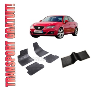 Set 5 covorase SEAT EXEO din 2009-2013, cu covoras tunel median, CAROSERIE SEDAN, Presuri cauciuc 100%, compatibil cu autoturismul SEAT EXEO, Rigum