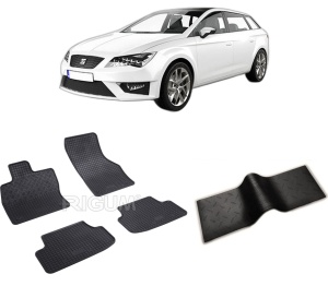 Set 5 covorase SEAT LEON III 5F din 11.2012-02.2020, cu covoras tunel median, CAROSERIE COMBI, Presuri cauciuc 100%, compatibil cu autoturismul SEAT LEON III 5F, Rigum - Img 2