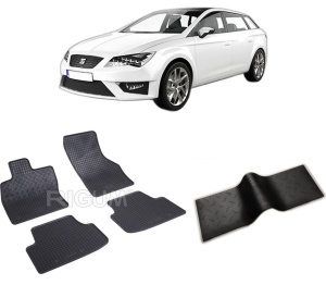 Set 5 covorase SEAT LEON IV PHEV din 2020-PREZENT, cu covoras tunel median, CAROSERIE HATCHBACK, Presuri cauciuc 100%, compatibil cu autoturismul SEAT LEON IV PHEV, Rigum - Img 2