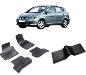 Set 5 covorase SEAT TOLEDO III din 2004-2010, cu covoras tunel median, CAROSERIE HATCHBACK, Presuri cauciuc 100%, compatibil cu autoturismul SEAT TOLEDO III, Rigum - Img 2