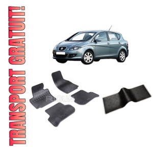 Set 5 covorase SEAT TOLEDO III din 2004-2010, cu covoras tunel median, CAROSERIE HATCHBACK, Presuri cauciuc 100%, compatibil cu autoturismul SEAT TOLEDO III, Rigum