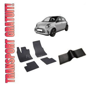 Set 5 covorase SMART FORFOUR EQ din 2017-PREZENT, cu covoras tunel median, CAROSERIE HATCHBACK, Presuri cauciuc 100%, compatibil cu autoturismul SMART FORFOUR EQ, Rigum