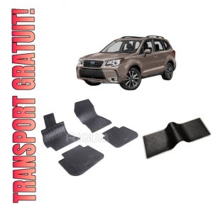 Set 5 covorase SUBARU FORESTER IV din 02.2013-05.2019, cu covoras tunel median, CAROSERIE SUV, Presuri cauciuc 100%, compatibil cu autoturismul SUBARU FORESTER IV, Rigum