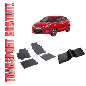 Set 5 covorase SUZUKI BALENO II din 05.2016-PREZENT, cu covoras tunel median, CAROSERIE HATCHBACK, Presuri cauciuc 100%, compatibil cu autoturismul SUZUKI BALENO II, Rigum