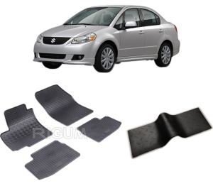 Set 5 covorase SUZUKI SX4 din 2007-08.2013, cu covoras tunel median, CAROSERIE SEDAN, Presuri cauciuc 100%, compatibil cu autoturismul SUZUKI SX4, Rigum - Img 2