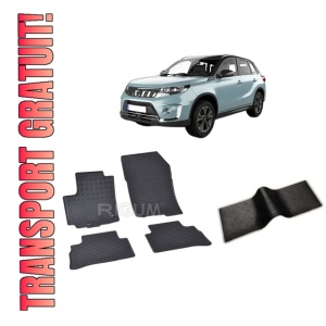 Set 5 covorase SUZUKI VITARA HYBRID din 01.2020-PREZENT, cu covoras tunel median, CAROSERIE SUV, Presuri cauciuc 100%, compatibil cu autoturismul SUZUKI VITARA HYBRID, Rigum