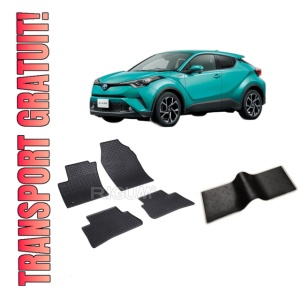 Set 5 covorase TOYOTA C-HR din 01.2017-12.2023, cu covoras tunel median, CAROSERIE SUV, Presuri cauciuc 100%, compatibil cu autoturismul TOYOTA C-HR, Rigum