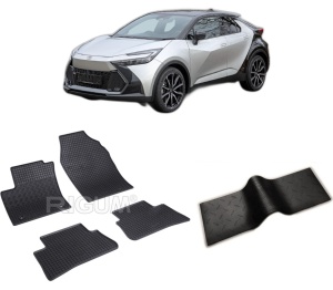Set 5 covorase TOYOTA C-HR HYBRID din 2024-PREZENT, cu covoras tunel median, CAROSERIE SUV, Presuri cauciuc 100%, compatibil cu autoturismul TOYOTA C-HR HYBRID, Rigum - Img 2