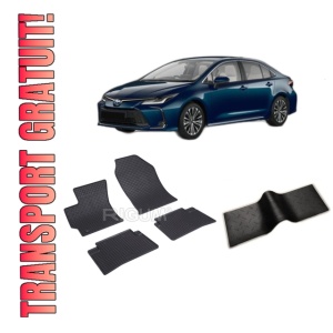 Set 5 covorase TOYOTA COROLLA XII HYBRID din 03.2019-PREZENT, cu covoras tunel median, CAROSERIE SEDAN, Presuri cauciuc 100%, compatibil cu autoturismul TOYOTA COROLLA XII HYBRID, Rigum