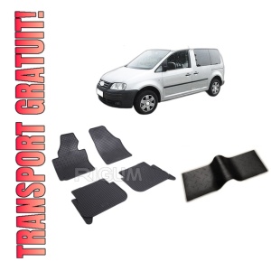 Set 5 covorase VOLKSWAGEN CADDY din 2004-10.2020, cu covoras tunel median, CAROSERIE VAN 5 LOCURI, Presuri cauciuc 100%, compatibil cu autoturismul VOLKSWAGEN CADDY, Rigum