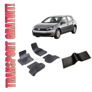 Set 5 covorase VOLKSWAGEN GOLF 6 PLUS din 04.2009-2012, cu covoras tunel median, CAROSERIE HATCHBACK, Presuri cauciuc 100%, compatibil cu autoturismul VOLKSWAGEN GOLF 6 PLUS, Rigum