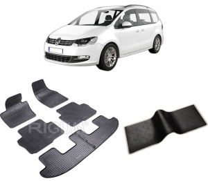 Set 5 covorase VOLKSWAGEN SHARAN II din 09.2010-03.2022, cu covoras tunel median, CAROSERIE VAN 7 LOCURI, Presuri cauciuc 100%, compatibil cu autoturismul VOLKSWAGEN SHARAN II, Rigum - Img 2