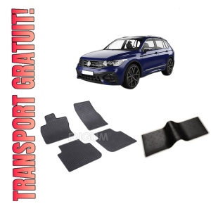 Set 5 covorase VOLKSWAGEN TIGUAN II ALLSPACE din 11.2017-2024, cu covoras tunel median, CAROSERIE SUV, Presuri cauciuc 100%, compatibil cu autoturismul VOLKSWAGEN TIGUAN II ALLSPACE, Rigum