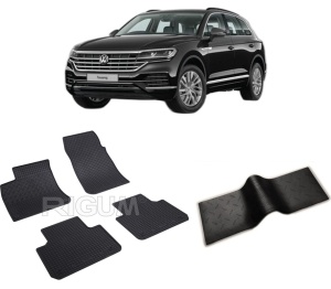 Set 5 covorase VOLKSWAGEN TOUAREG III din 07.2018-PREZENT, cu covoras tunel median, CAROSERIE SUV, Presuri cauciuc 100%, compatibil cu autoturismul VOLKSWAGEN TOUAREG III, Rigum - Img 2