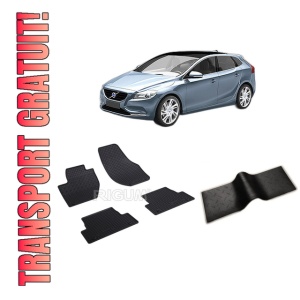 Set 5 covorase VOLVO V 40 II din 07.2012-07.2019, cu covoras tunel median, CAROSERIE HATCHBACK, Presuri cauciuc 100%, compatibil cu autoturismul VOLVO V 40 II, Rigum