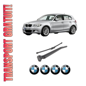 Set brat stergator spate cu lamela pentru BMW Seria 1 (E87) din 2004-2011, pentru spate, din cauciuc siliconat rezistent, 4 stickere auto BMW Seria